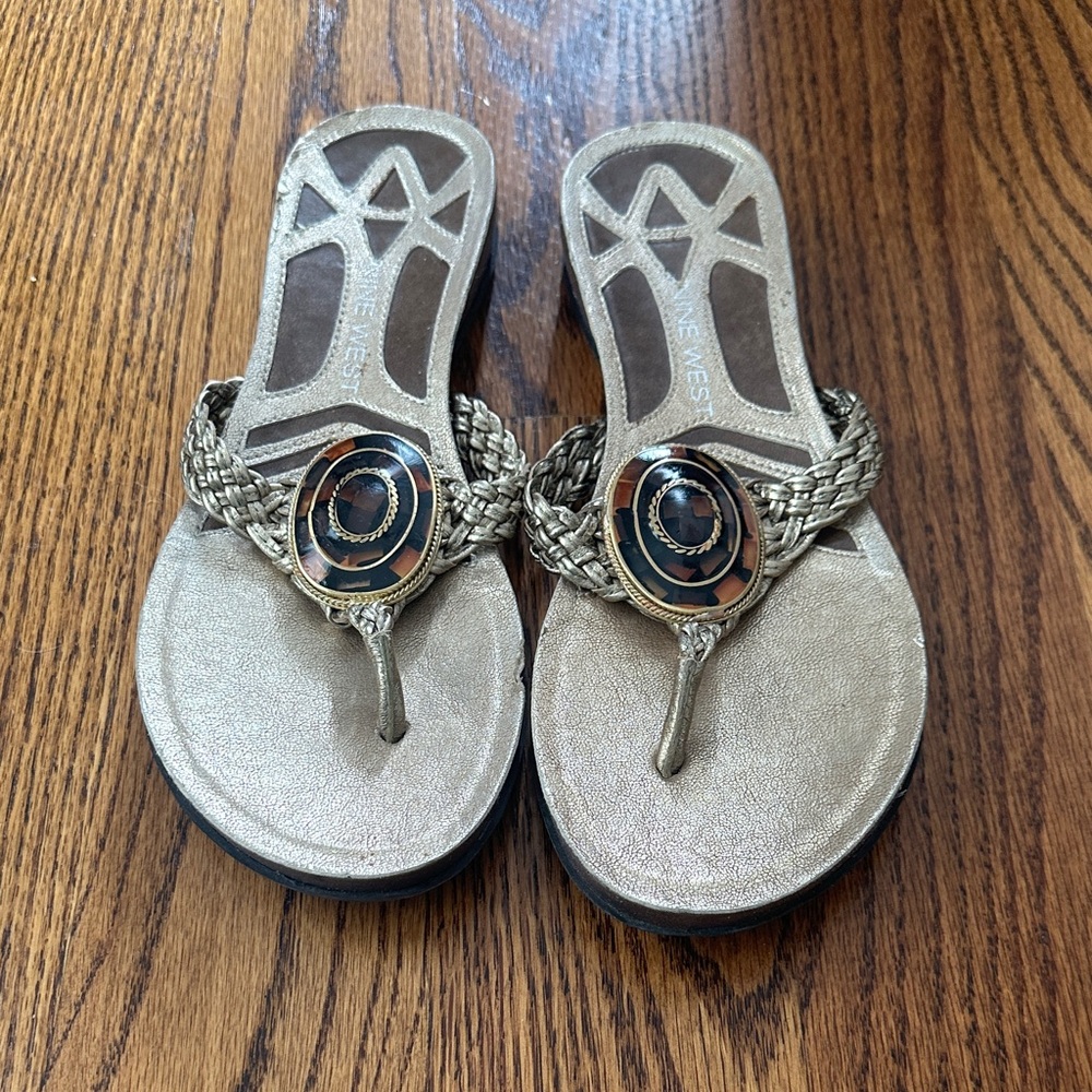 Nine West Metallic Sandals with Braided Detail